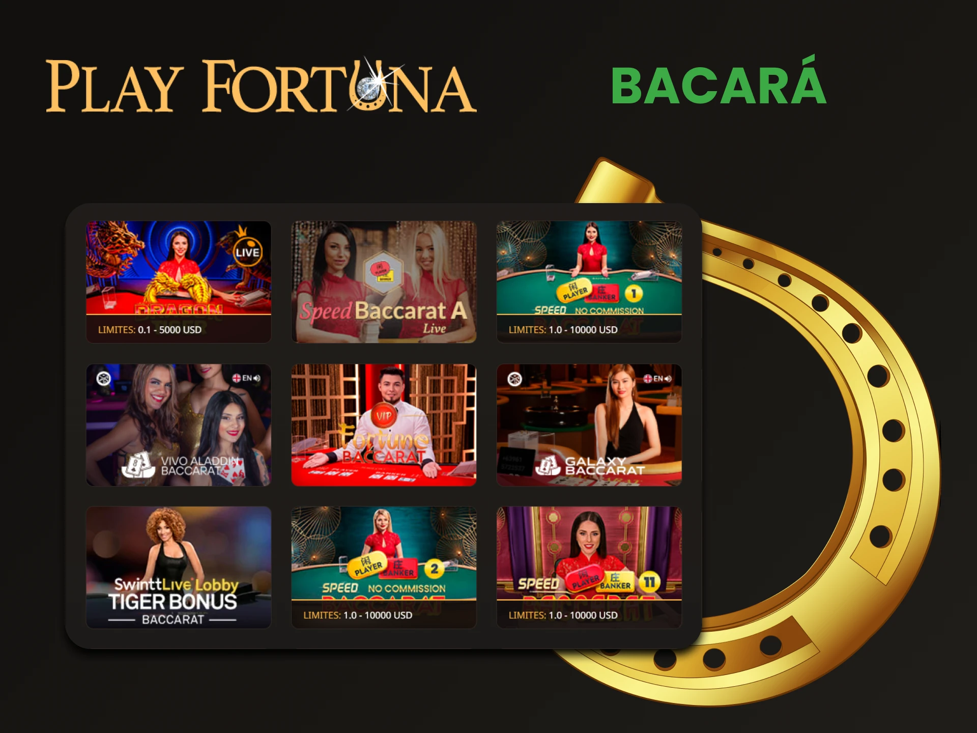Escolha Bacará na seção de cassino ao vivo do Play Fortuna.