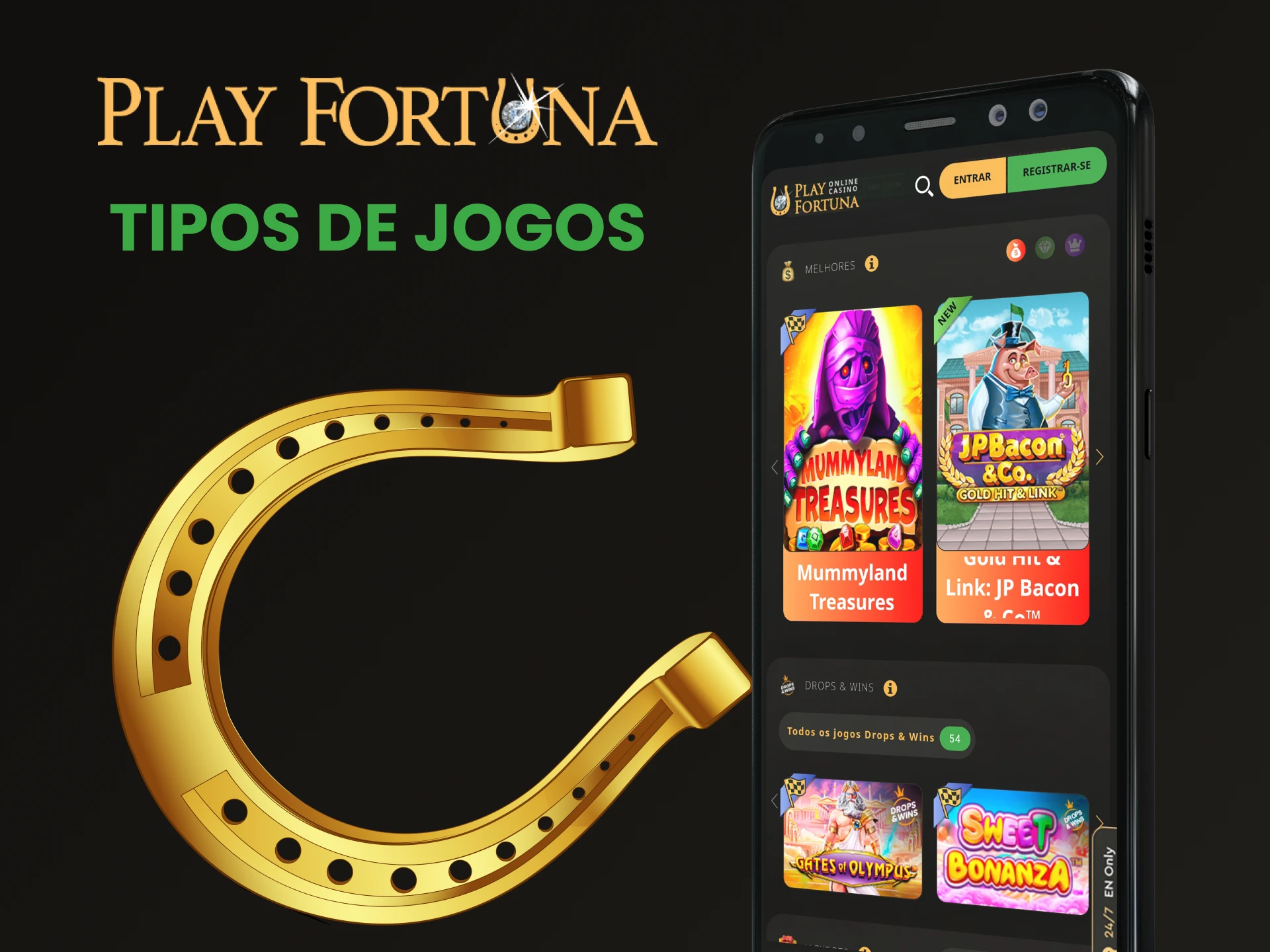 Diremos quais tipos de jogos estão disponíveis no aplicativo Play Fortune.